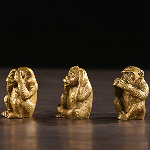 Estatua de tres monos en latón para escritorio miniatura 5