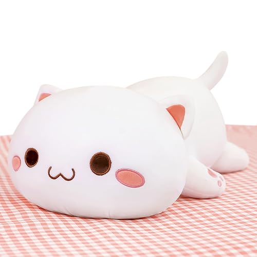 Onsoyours Cute Kitten Plush Toy 20' Stuffed Animal Pet Kitty Soft Anime Cat Large Plush Pillow for Kids (White A, 20')