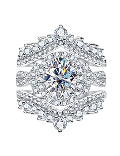 CannyCat Oval Cut Moissanite Wedding Ring Sets for Women Infinity 3.88 CTTW Moissanite Cathedral Rings with Curved Enhancers Bridal Set Anniversary Engagement Ring Set (size-8)