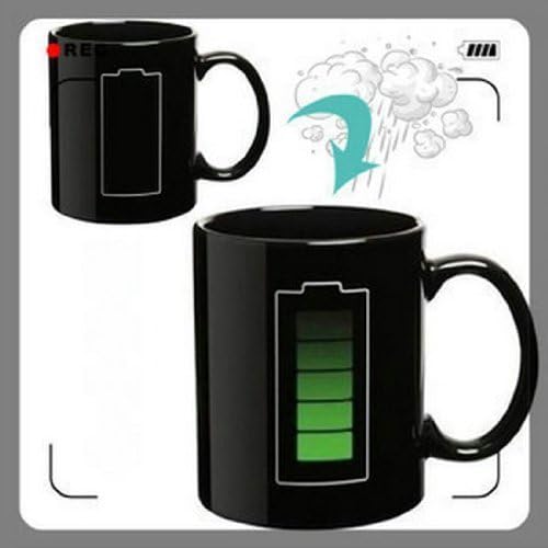 Econoled Tech Battery Color Changing Thermometer Heat Kruzhkus Mug Sensitive Porcelain Tea Coffee Cup