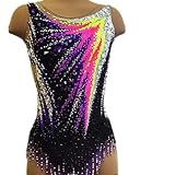 ZYDANC Girls Gymnastics Uniform for Practice Professional Leotards Ice Skating Suit Gymnastics Performance Costume,Multi Colored,12_15Years