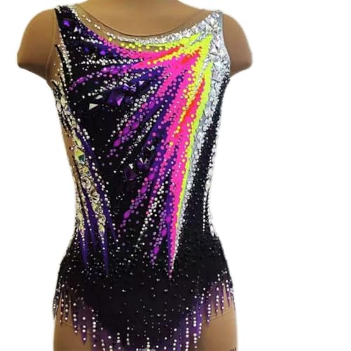 ZYDANC Girls Gymnastics Uniform for Practice Professional Leotards Ice Skating Suit Gymnastics Performance Costume,Multi Colored,12_15Years