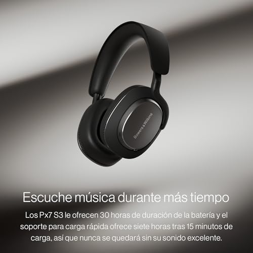 Miniatura 4 de Bowers & Wilkins Px7 S3 Auriculares Over-Ear Bluetooth, Cancelación de Ruido, Sonido Hi-Res, aptX Lossless, 30h Reproducción, 8 Micrófonos, Carga Rápida - Negro Antracita