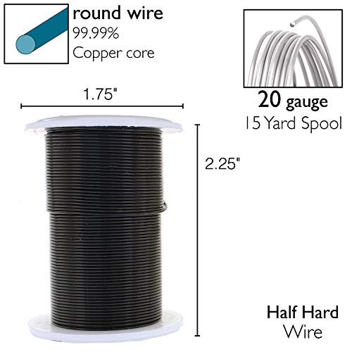 Image of The Beadsmith Wire Elements 20-Gauge Lacquered Tarnish-Resistant Copper Wire for Jewelry Making, 15 Yard, 13.72 Meter Spool (Black Color)