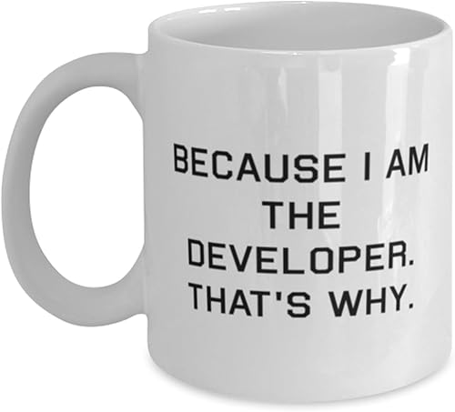 Motivational Developer 11oz 15oz Mug, Because I Am the Developer. That's Why, Unique Cup For Coworkers From Coworkers, One of a kind developer gift,