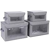 DIMJ Storage Bins with Lids, 4 Pack Fabric Storage Baskets with Handle, Collapsible Closet Organizer