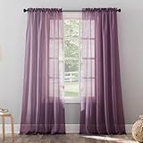 No. 918 Erica Crushed Texture Sheer Voile Rod Pocket Curtain Panel, 51