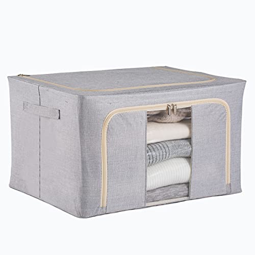収納ケース 大容量衣類収納ボックス 折り畳み 取っ手付き 蓋付き 整理ボックス 洗える 防塵 防湿 無臭 66L/50*40*33cm (オックスフォード布)