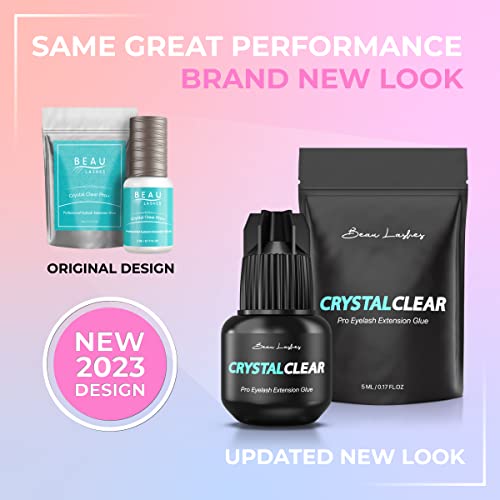 Crystal Clear Professional Eyelash Extension Glue | Super Strong Clear Lash Adhesive For Long Lasting Semi Permanent Individual Lash Eyelash Extensions | 1-2S Fast Drying / 7 Weeks Retention #TOP7