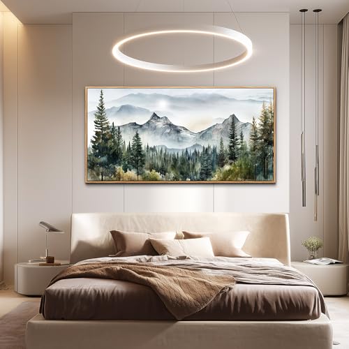 MHARTK66 Large Wall Decor For Living Room Wood Framed Wall Art For Office Bedroom Pictures Abstract Mountain Forest Landscapes Ink Canvas Prints Painting Artwork Modern Stretched and Framed Poster by MHARTK66 - Used condition - Image 7