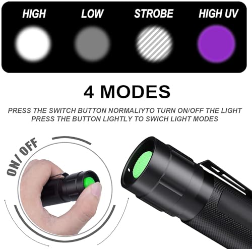 MOWETOO LED UV Taschenlampe, UV Lampe 2 in 1, 395nm Schwarzlichtlampe, Schwarzlicht Taschenlampe mit 4 Lichtmodi, 40W, Detektor für Unechte Banknoten, Urin von Haustiere, 2 Stück