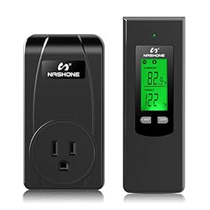 Nashone Wireless Thermostat Outlet, Thermostat Controller for Home, Thermostat Outlet Plug and Wireless Thermostat with Built-in Temp Sensor Remote Control…