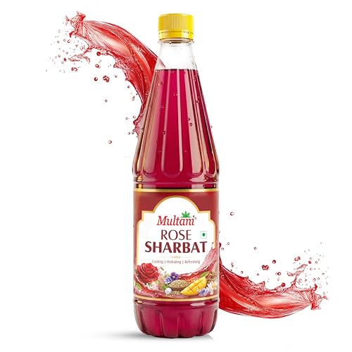 Image of Multani Rose Sharbat (750 ml) | Herbal Summer Drink | Natural Ingredients - Shankhpushpi, Banafsha, Saunf, Mango, Khas, Nilofar | Refreshing Cooling Sharbat