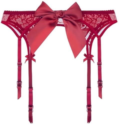 GIVTULIP Strumpfhalter Frauen Strapsgürtel Hüfthalter Strapsen Dessous Sets Breit Unterwäsche Strapsstrümpfe Sexy Spitze mit 4 Halter Verstellba...