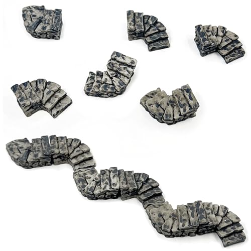 6PCS Curved Stone Step Miniatures, Realistic Resin Winding Path, Water Well Bridge Figurines Embellishments for Fairy Garden, Moss Terrarium, Glass Container, Micro Landscape & DIY Miniature Scenes