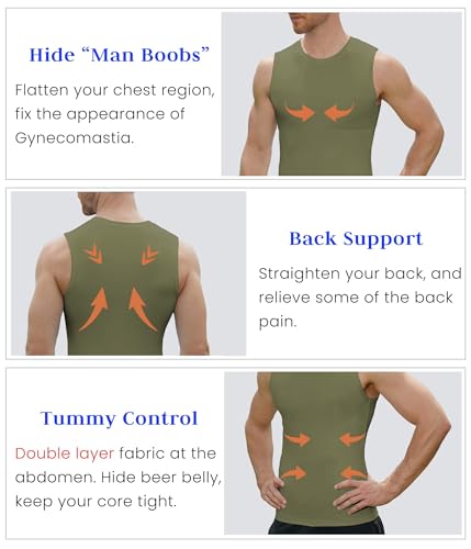 Image of Compression Shirt Men Slimming Body Shaper Vest Crewneck Workout Tank Top