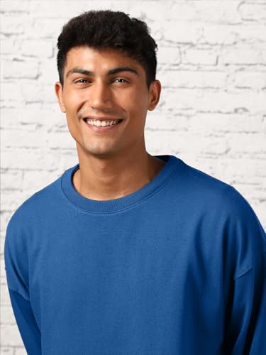 Image of Nobero Oversized Sweatshirts for Man Stylish Crew Neck | 280 GSM Rich Cotton Fleece Solid Oversized Fit Full Sleeve Sweatshirt for Men | Stylish Casual Wear Winter Sweatshirt for Men