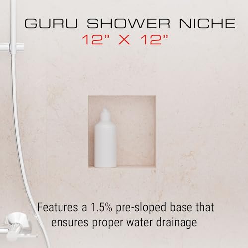 GURU USA W-S Shower Niche, Waterproof Membrane with Pre-Sloped Base, Waterproofing Panel System for Bathroom Walls, 12” x 12” - Image 3