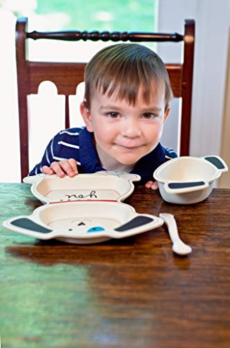 image for Bamboozle Tiny Footprint Kids Bamboo Dinnerware Set, Plate, Cup, Bowl 