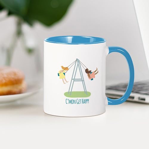 Taza de cerámica 11 oz blanca y azul interior miniatura 4
