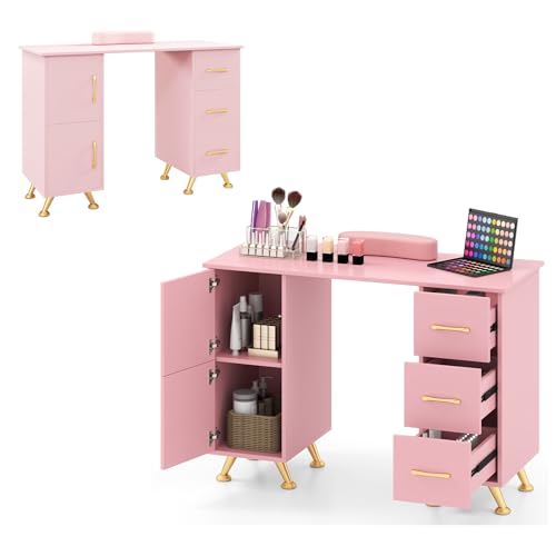HOMASIS Tavolo per Manicure in Legno, Scrivania per Unghie con