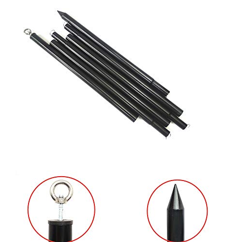 MMoon-L&F Adjustable Tent Tarp Canopy Pole Set of 1 for Camping Shelters and Awnings 6 Sections 7.6 feet Height Black Surface Durable Steel Rod