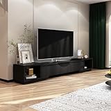 ECACAD Length Adjustable TV Stand for TVs up to 70 Inch, Modern Media Entertainment Center with 3 Drawers & Open Shelves for Living Room, Bedroom, Black