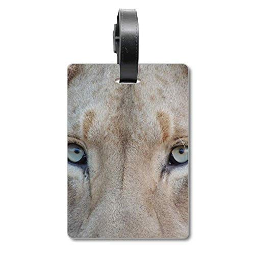 Étiquette bagage lion blanc pour repérer rapidement sa valise noire sur le tapis