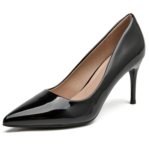 WUIWUIYU Womens High Heels Shiny Lovely Colors Pointed Toe Dress Work Wedding Pumps Bridal Heeled Court Shoes Stiletto Pumps
