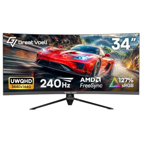 Great voell 34 Zoll 240Hz Ultrawide Curved Gaming Monitor 1440P 127% sRGB – Ansicht 1
