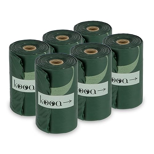 kooa - Kompostierbare Hundekotbeutel | für Hunde | aus Maisstärke | stabiles Material | perforierte Trennlinie zum leichten Abreißen | ohne Duft | Maße: 19,5 x 34 cm | 15 Rollen | 225 Beutel