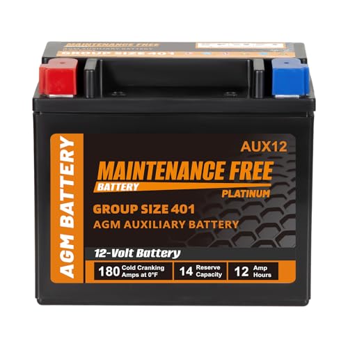 1AUTODEPOT AUX12 Auxiliary Battery, BCI Group 401 AGM Battery, 180CCA, 14RC,12V 12Ah Maintenance...