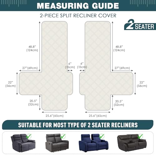 Image of TAOCOCO 100% Waterproof Loveseat Recliner Covers 2 Seater, Split Loveseat Covers for Reclining loveseat, Non Slip Reclining Couch Cover with Double Straps for Kids, Pets(2 Seater, Peacock Blue)