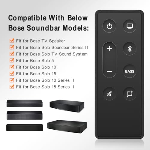 Image of Replacement Remote Control for Bose TV Speaker and Solo Soundbar Series II,Compatible with Bose Solo 5 10 15 Series II TV Sound System