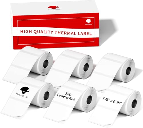 Etiquetas autoadhesivas Phomemo M110 de impresión térmica limpia, 6 rollos de 30x20mm de alta fijación
