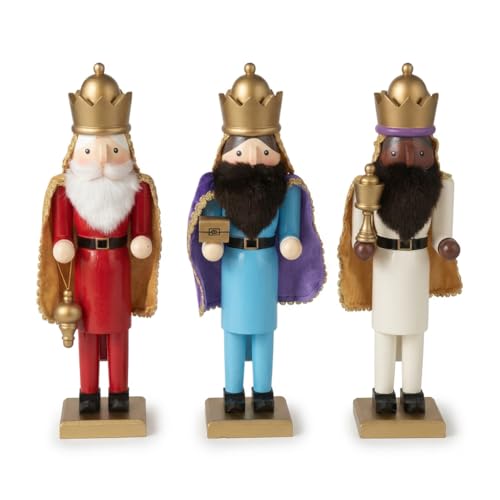 KAROLINE&CO. Decoracion Navidad Cascanueces Navidad 38 cm Set 3 Figuras Reyes Magos con Regalo | Adornos de Navidad y Christmas Decorations para hogar y escaparates