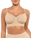 FeelinGirl Bras for Women Seamless Bra Comfort Bras Wire Free Plus Size Minimiser Bra Adjustable Straps Wireless Support Bra Beige M