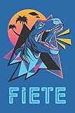  Fiete: Retro Dinosaur T-Rex Boys Name Dino Dinos Fiete, Lined Journal Composition Notebook, 100 Pages, 6x9, Soft Cover, Matte Finish, Back To School, Preschool, Kindergarten, Kids