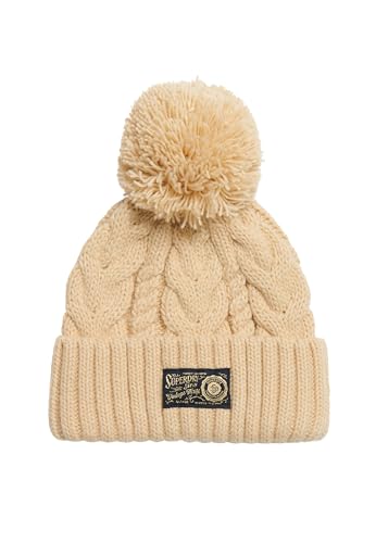 Superdry Damen Beaniemütze mit grobem Zopfmuster Island Ecru 1SIZE