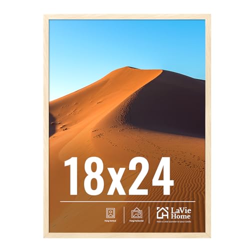 Image of LaVie Home 18x24 Picture Frame for Wall Display, 18x24 Oak Picture Frame with HD Plexiglas, 18 x 24 Poster Frame 1 Pack, Display Frame for Vertical or Horizontal, Classic Collection