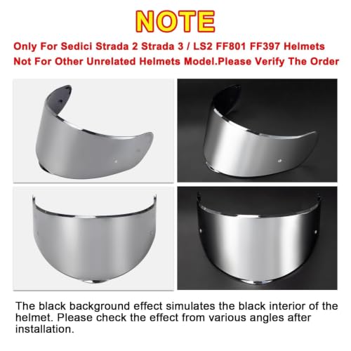 Image of PSLER Shatterproof Helmet Visor for Sedici Strada 2&3 FF801,Silver&Film | Impact-Resistant ,UV400 Protection, Motorcycle Tinted Face Shield for Strada 2 Strada 3 FF801 FF397,Visor Replacement