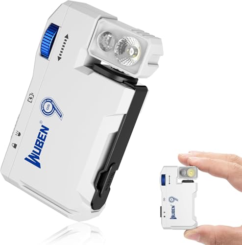 WUBEN G5 Rechargeable EDC Flashlight, 400 Lumens Dual Light Sources Mini Flashlight with RGB Light, Portable Flat Pocket Flashlights, Magnetic Keychain Flashlight