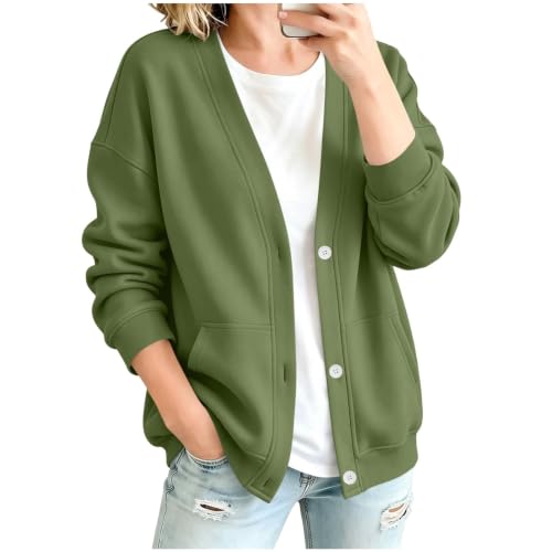 Womens Button Down Sweatshirt Cardigan Loose Oversized Long Sleeve Cardigan - image 2