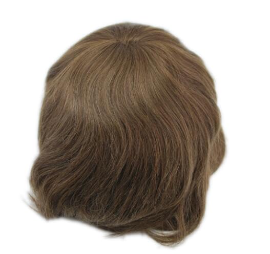 Light Brown Hair Piece for Men 7# Lace PU Bleached knots Mens Toupee (French lace with PU back and sides)
