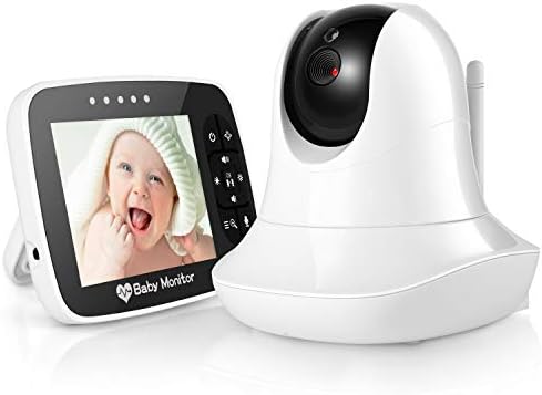 Video Baby Monitor with Remote Camera, Pan/Tilt/Zoom 3.5" LCD Screen Baby Monitor, Infrared Night Vision, Two Way Audio, Temperature Display, Lullaby, with Wall Mount Kit (Remote Monitor)