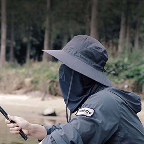 ZJDU Fischerhut,Sonnenschutzhut Mit Breiter Krempe Für Männer Und Frauen,UV-Schutz UPF 50+ Atmungsaktiver Safarihut Und Fischerhut Wandermützen,Für Wandern Angeln Safari & Gartenarbeit,Dark Grey Cover
