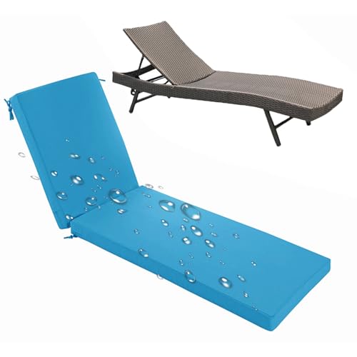 Cojines Impermeables para Tumbona de 170x60x5cm. Fabricados en Tejido de poliéster Impermeable, Rellenos de Esponja de Alta Densidad, con Correas Laterales Antideslizantes y Funda extraíble.