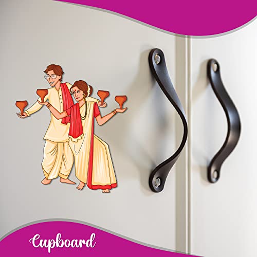 Image of Bhai Please Bengali Traditional Couple Theme Fridge Magnet - Couple Gift