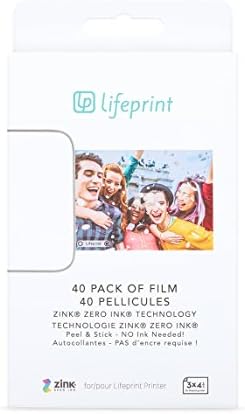 Lifeprint Papier Photo 40 - Photo Paper, Photo Printing Paper 7.6 x 5 cm, Innovative Ecological ZINK Technology, Adhesive Face, Ink-free Printing - 40 Pack
