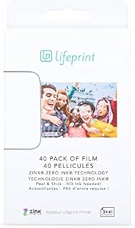 Lifeprint Papier Photo 40 - Photo Paper, Photo Printing Paper 7.6 x 5 cm, Innovative Ecological ZINK Technology, Adhesive Face, Ink-free Printing - 40 Pack